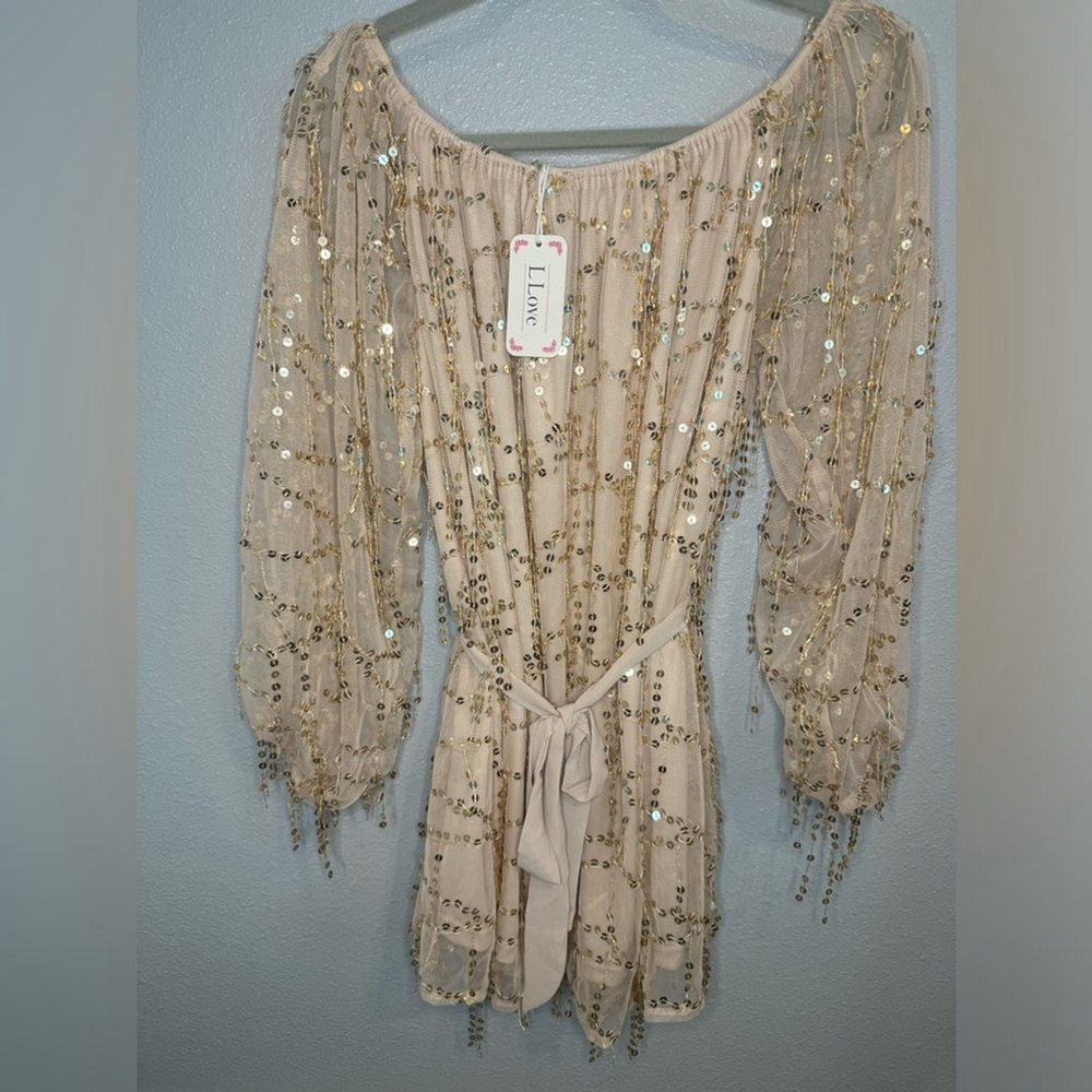 LLove Womens Sequin String A-Line Dress | Sz S, NWT - Picture 2 of 10